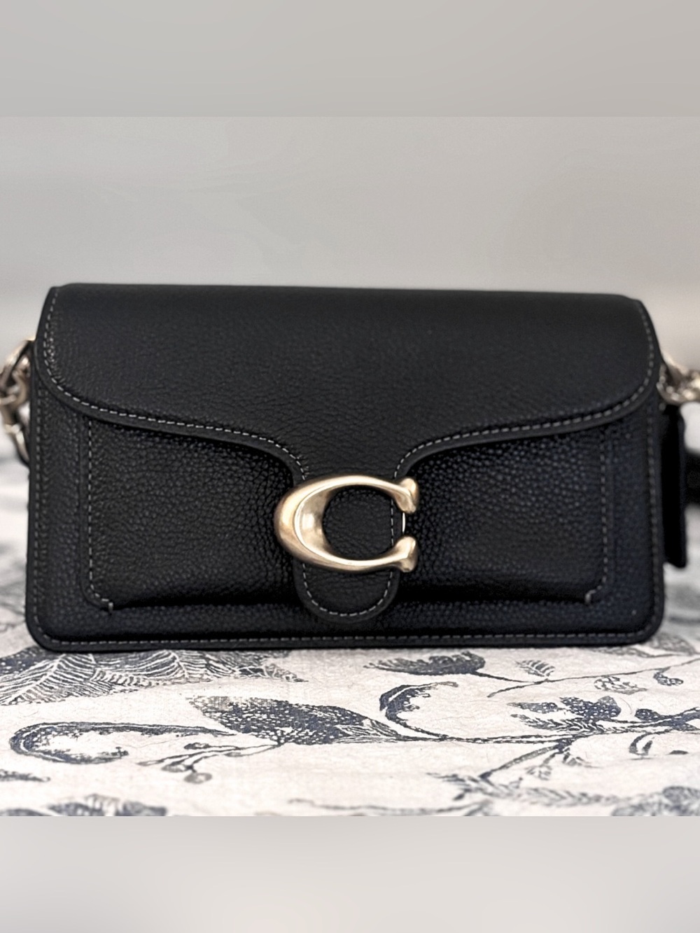 Coach Black Pebbled Leather Clutch with Silver 'C' Hardware